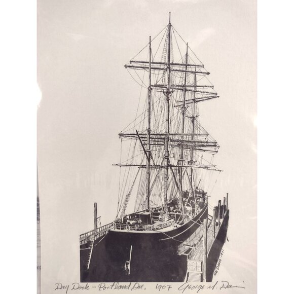 Set Of 5 Vintage Nautical Prints By Mal Davis Featuring Historic Ships & Boats - Picture 5 of 14